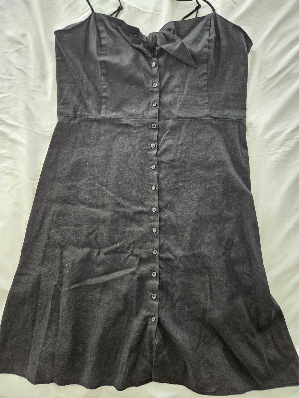 Sofia Vergara Black Button-Front Spaghetti Strap Dress